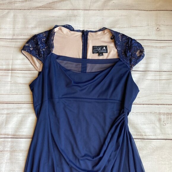 Alex Evenings Illusion Cap Sleeve Long Formal Gown Size 12 Petite - Picture 5 of 10